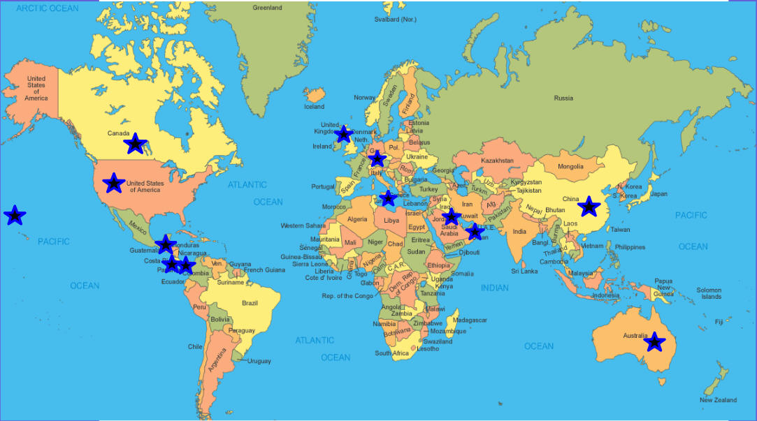 World Map with locations 4